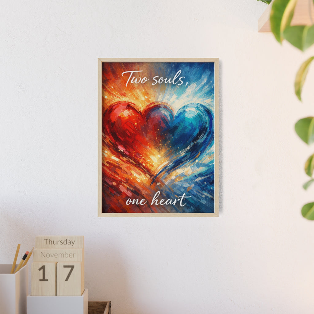 Two Souls One Heart Framed Poster — Romantic Heart Wall Art