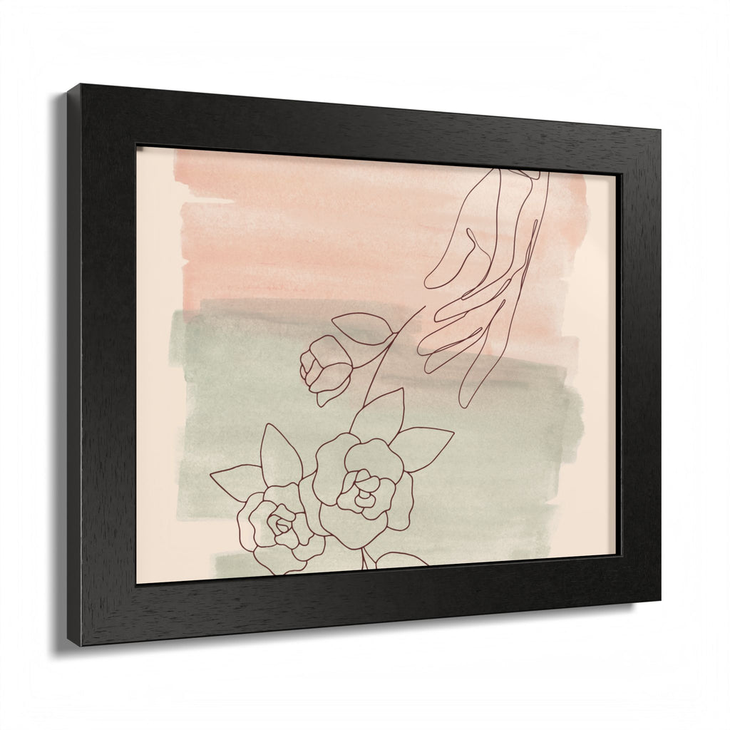 Hand Reaching for Flowers Framed Poster