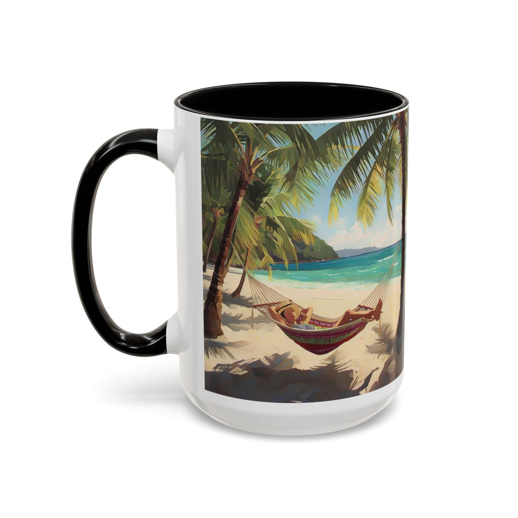 Tropical Beach Palm Trees & Hammock Coffee Mug
