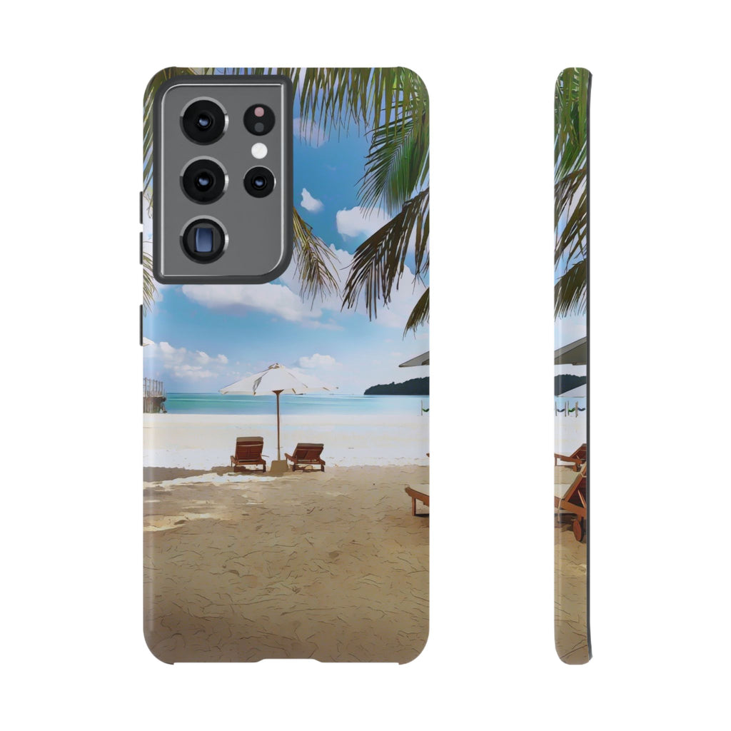 Beach Paradise Tropical Palm Beach Scene Tough Phone Case