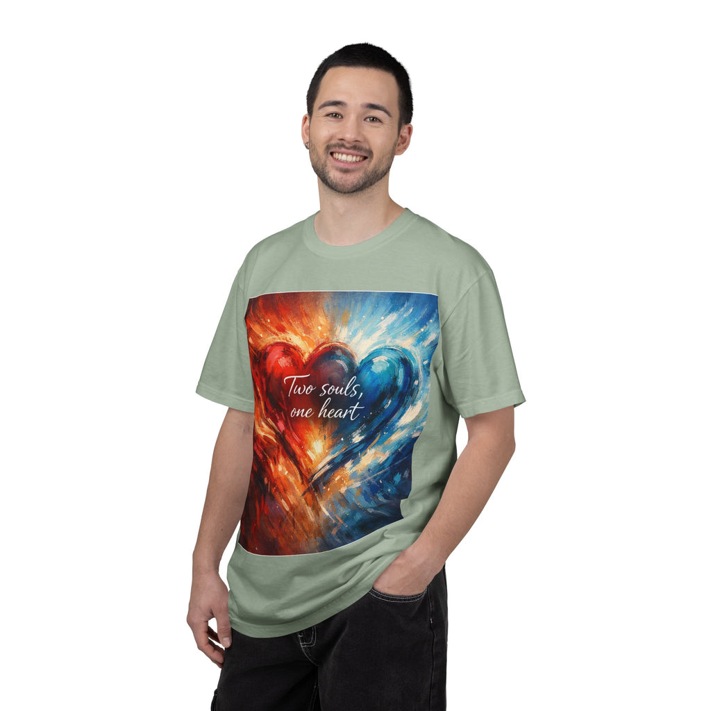Two Souls One Heart Fiery and Ocean Heart Art T-Shirt