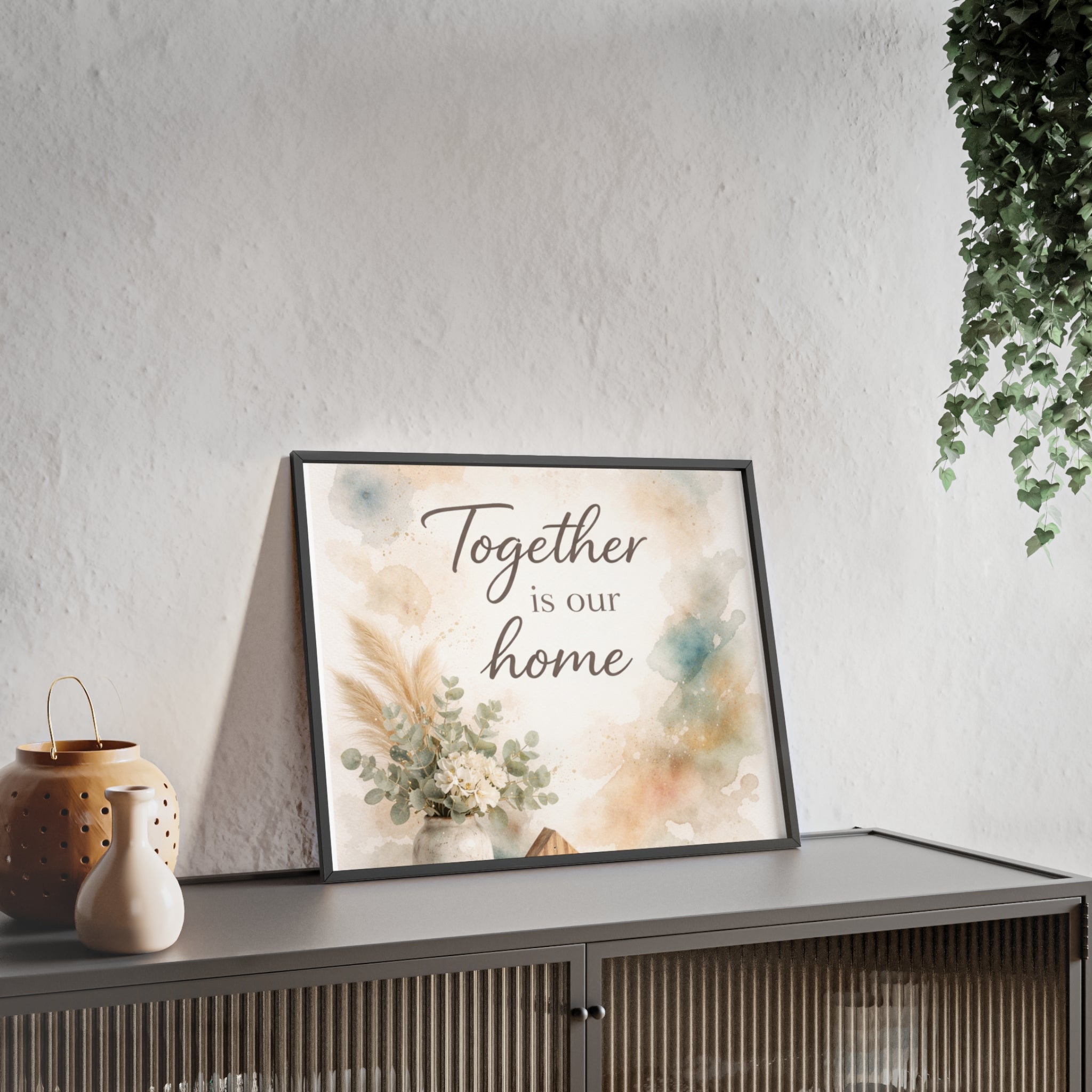 Together Is Our Home Framed Poster Cozy Watercolor Floral Wall Art