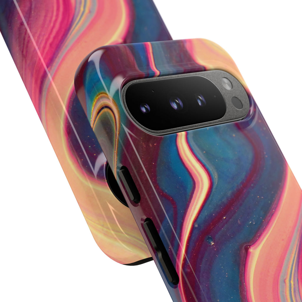 Colorful Wavy Marble Swirl Protective Phone Case
