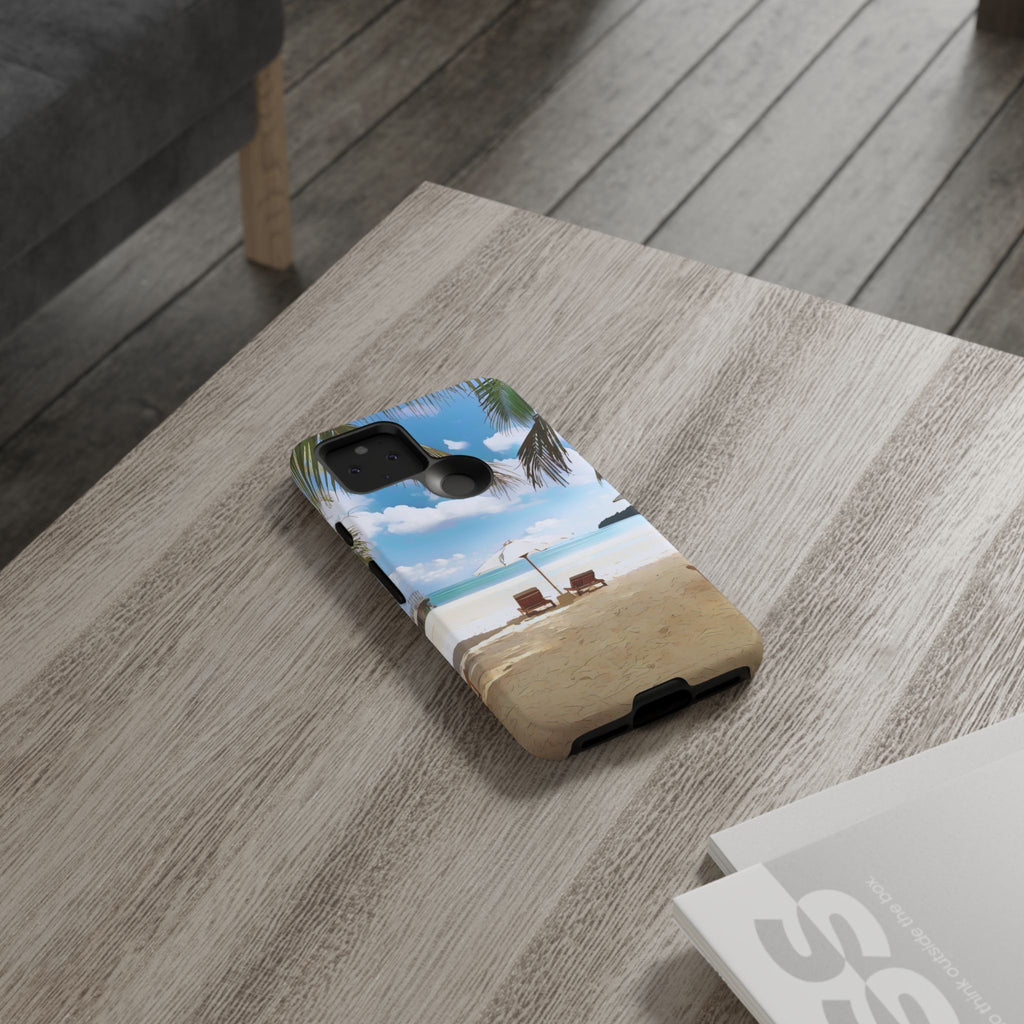 Beach Paradise Tropical Palm Beach Scene Tough Phone Case