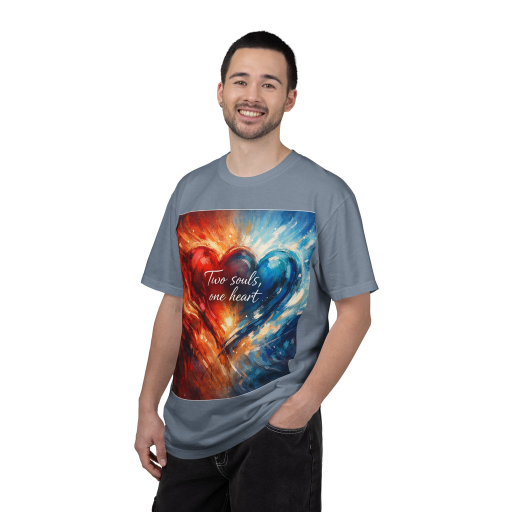 Two Souls One Heart Fiery and Ocean Heart Art T-Shirt