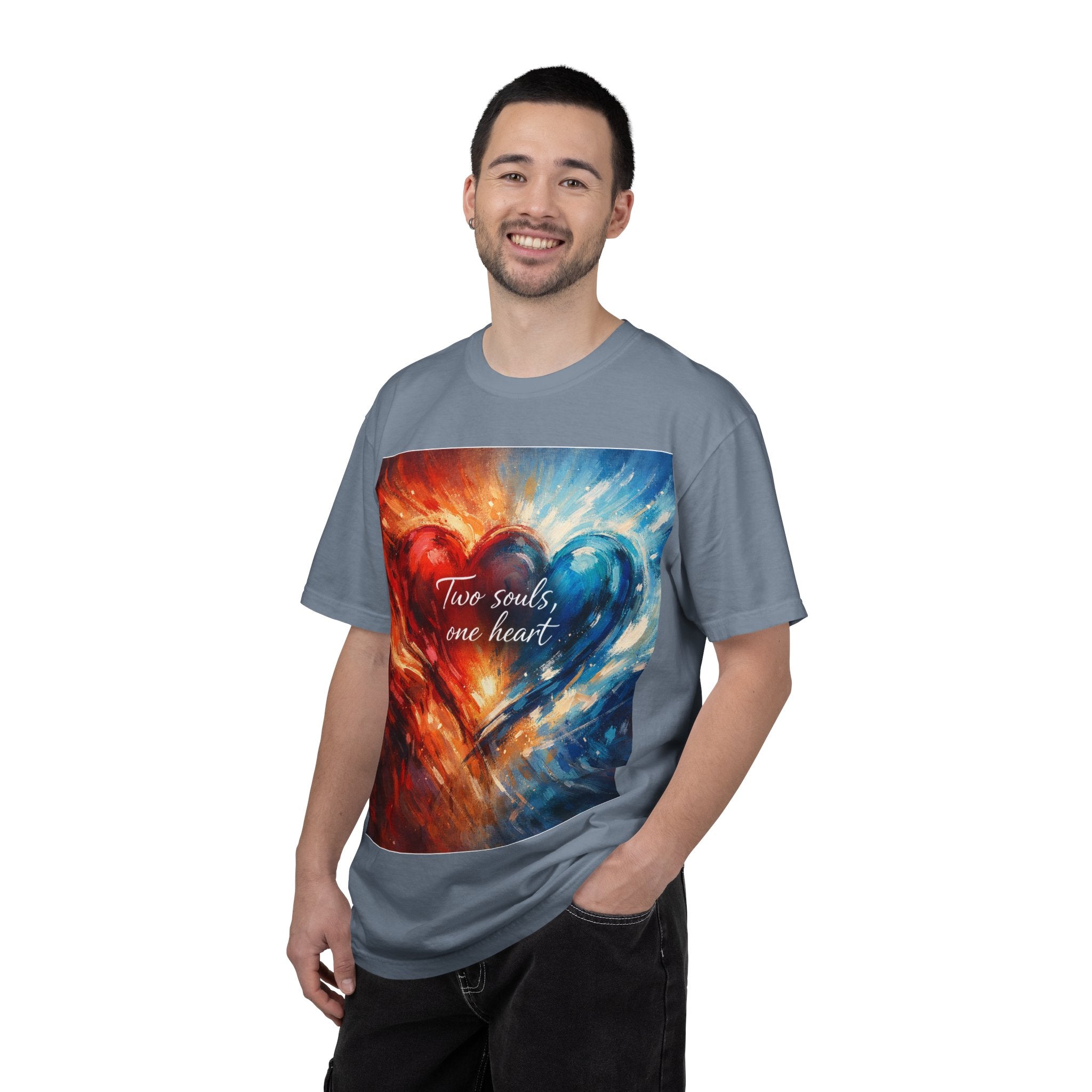 Two Souls One Heart Fiery and Ocean Heart Art T-Shirt