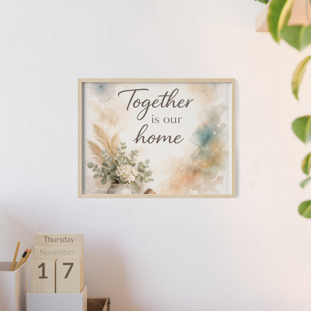 Together Is Our Home Framed Poster Cozy Watercolor Floral Wall Art