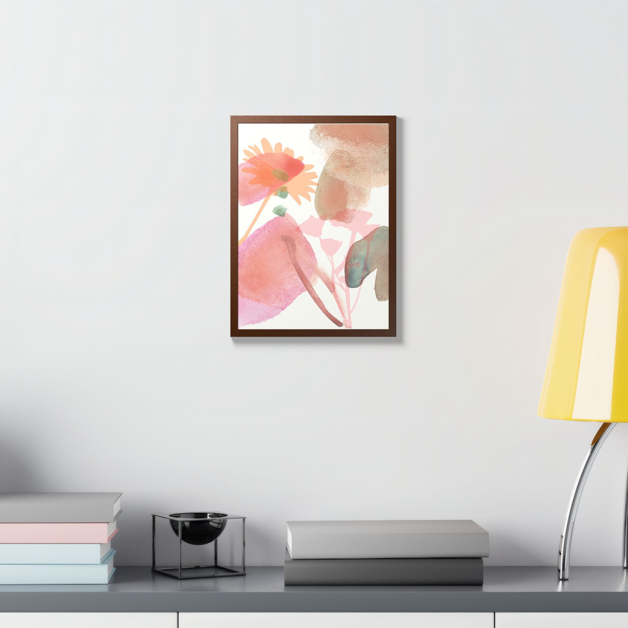 Multi-Color Abstract & Floral Design Framed Poster