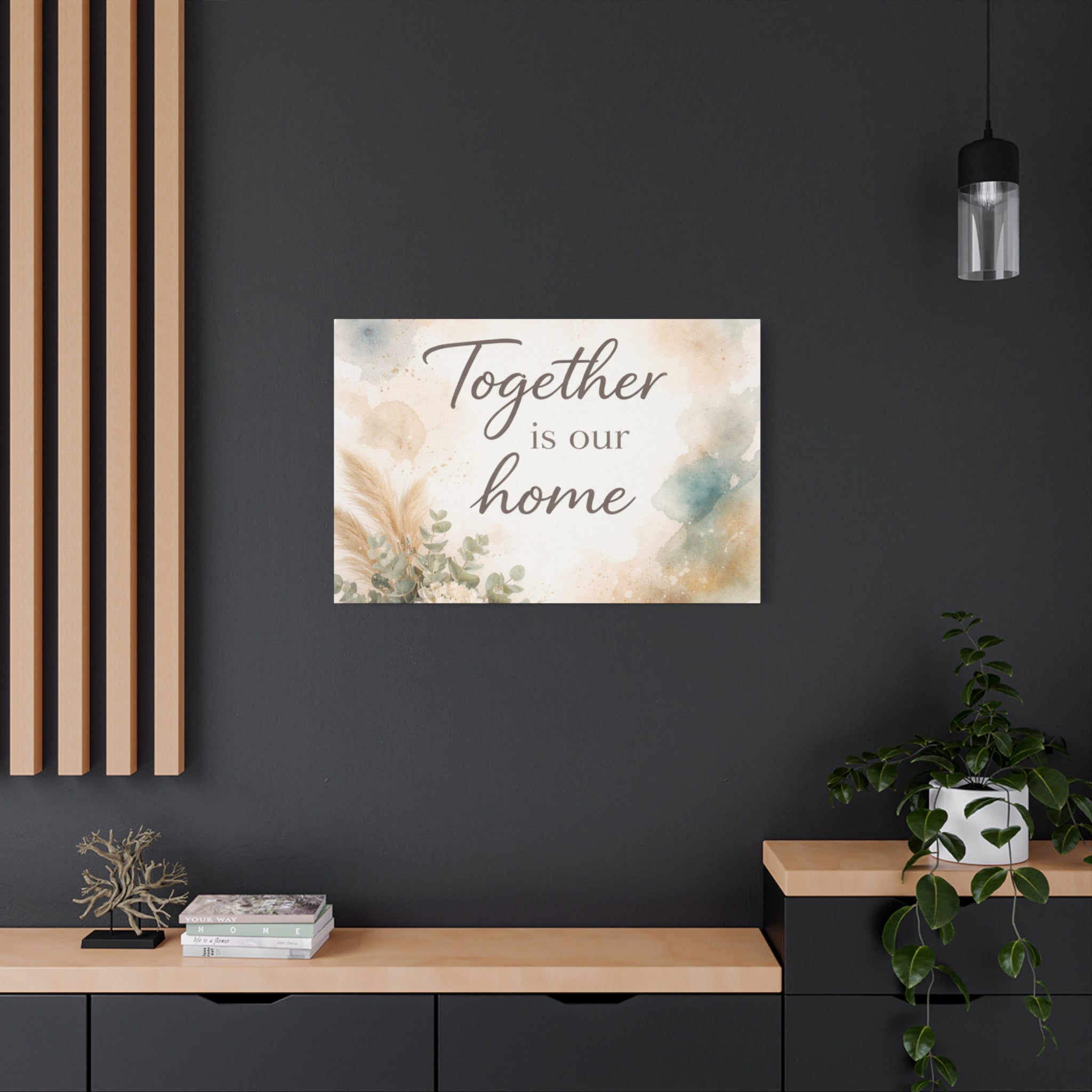 Together Is Our Home Floral Inspirational Decor Canvas Wall Art