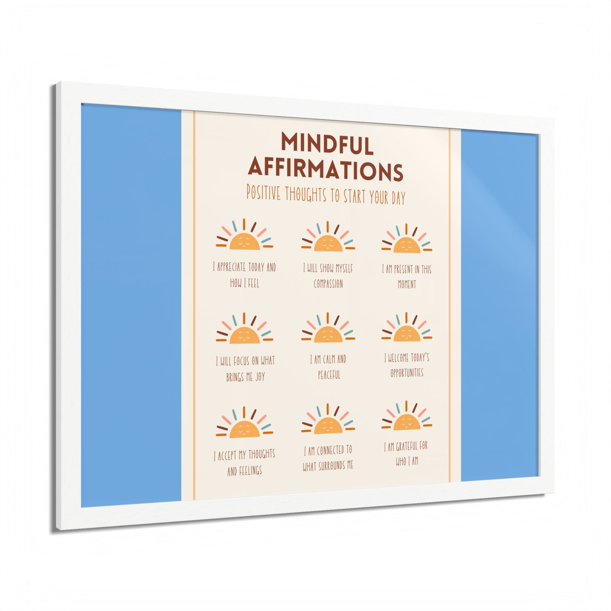 Mindful Affirmations: Positive Thoughts to Start Your Day Framed Poster