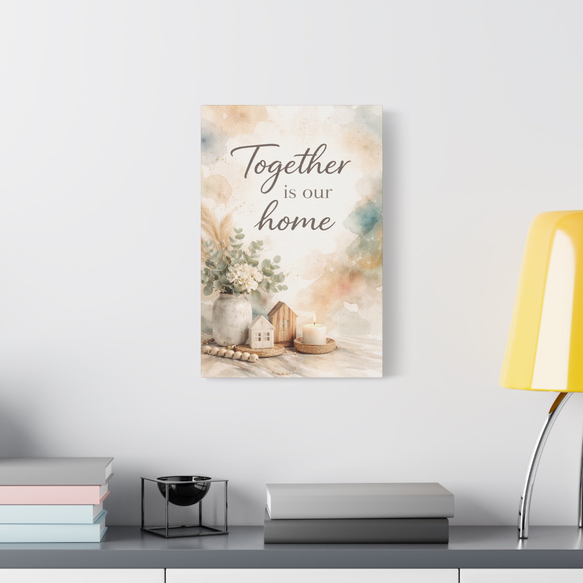 Together Is Our Home Floral Inspirational Decor Canvas Wall Art