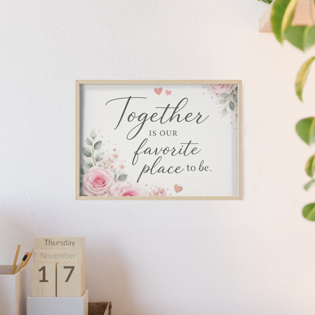 Together Is Our Favorite Place To Be Framed Floral Wall Art