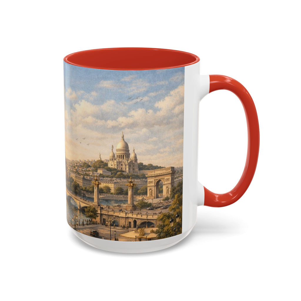 Paris Vintage Skyline Coffee Mug Eiffel Tower and Sacré‑Cœur