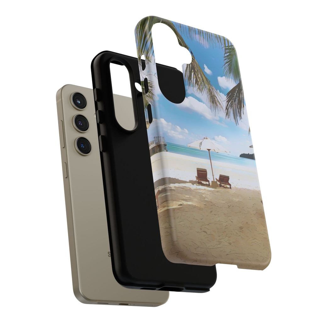 Beach Paradise Tropical Palm Beach Scene Tough Phone Case