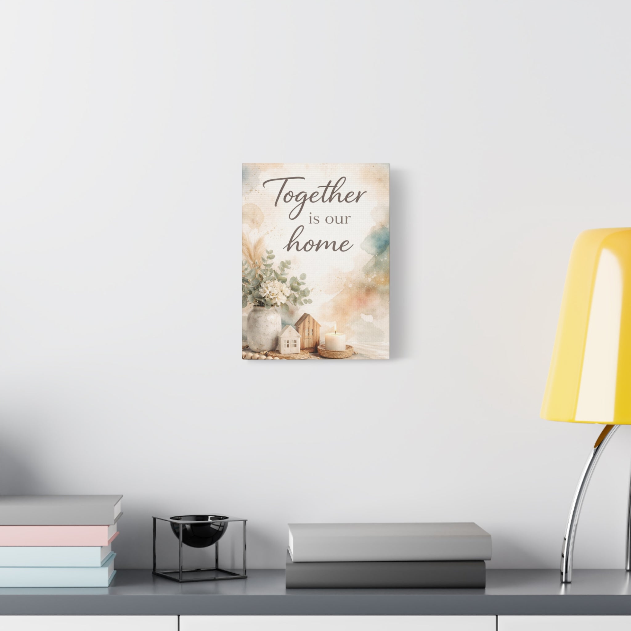 Together Is Our Home Floral Inspirational Decor Canvas Wall Art
