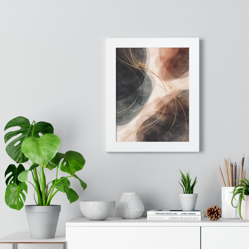 Abstract Earth Tones Framed Poster Modern Organic Wall Art Print