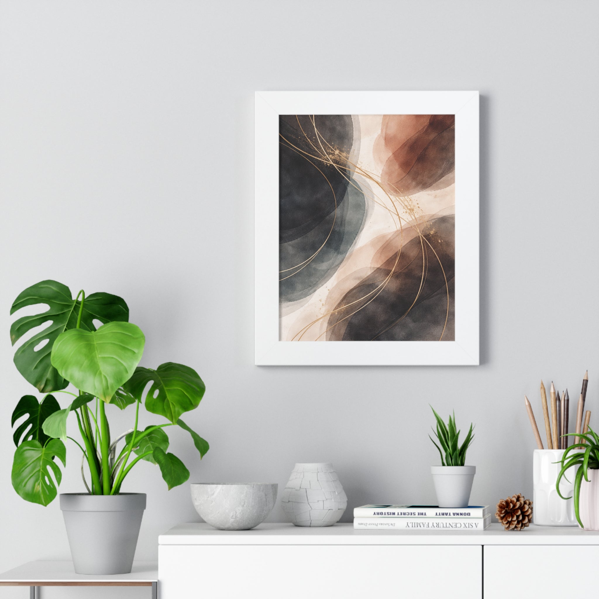 Abstract Earth Tones Framed Poster Modern Organic Wall Art Print