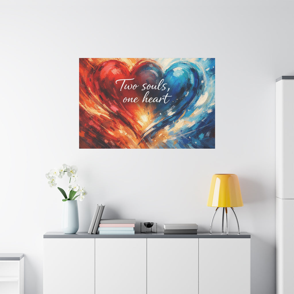Two Souls One Heart Intertwined Heart Matte Canvas