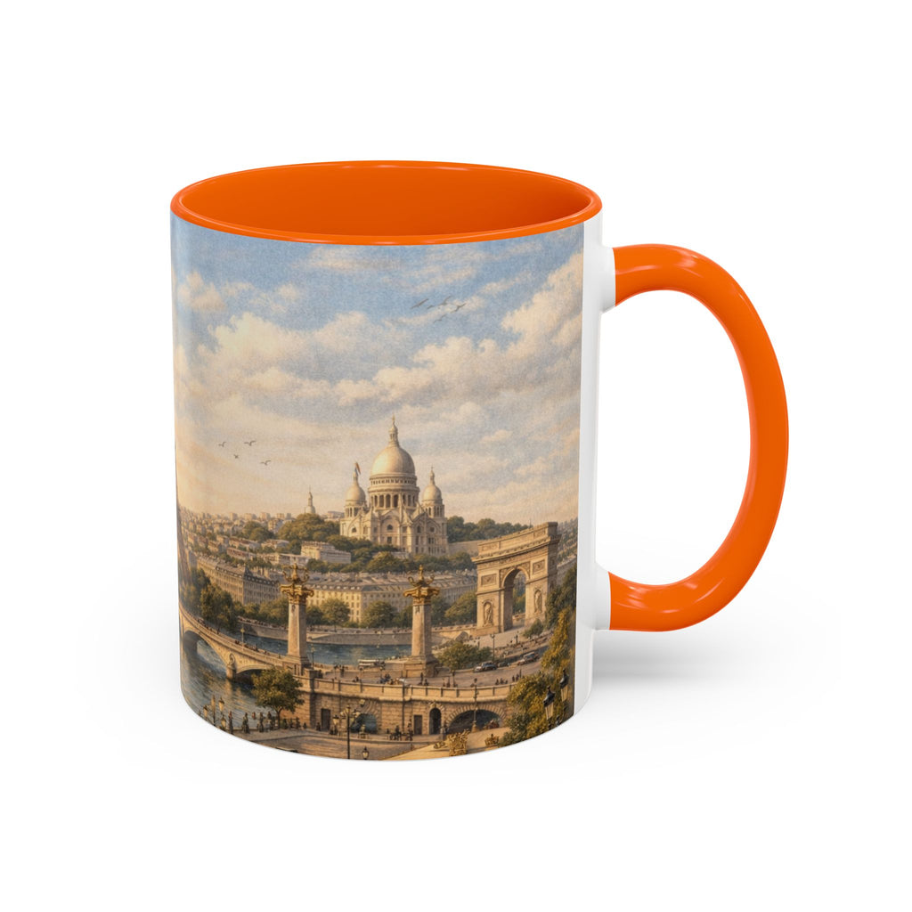 Paris Vintage Skyline Coffee Mug Eiffel Tower and Sacré‑Cœur