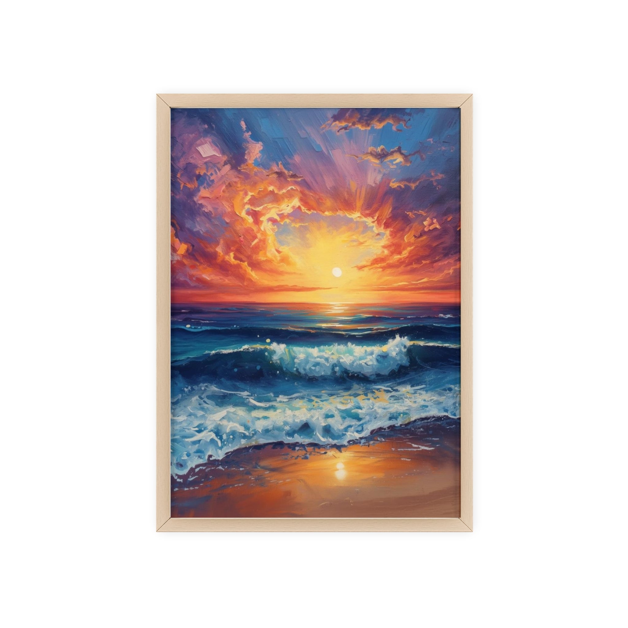 Sunset Ocean Vibrant Seascape Framed Poster