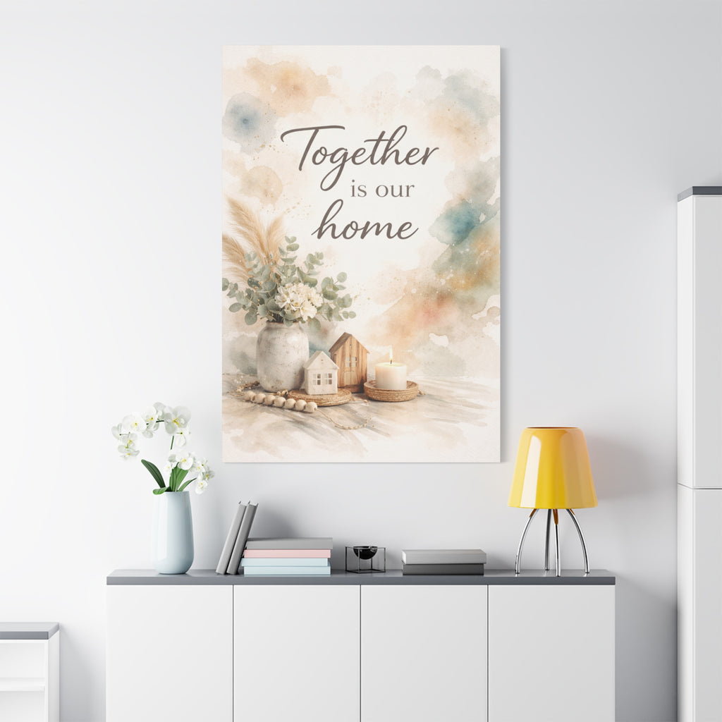 Together Is Our Home Floral Inspirational Decor Canvas Wall Art