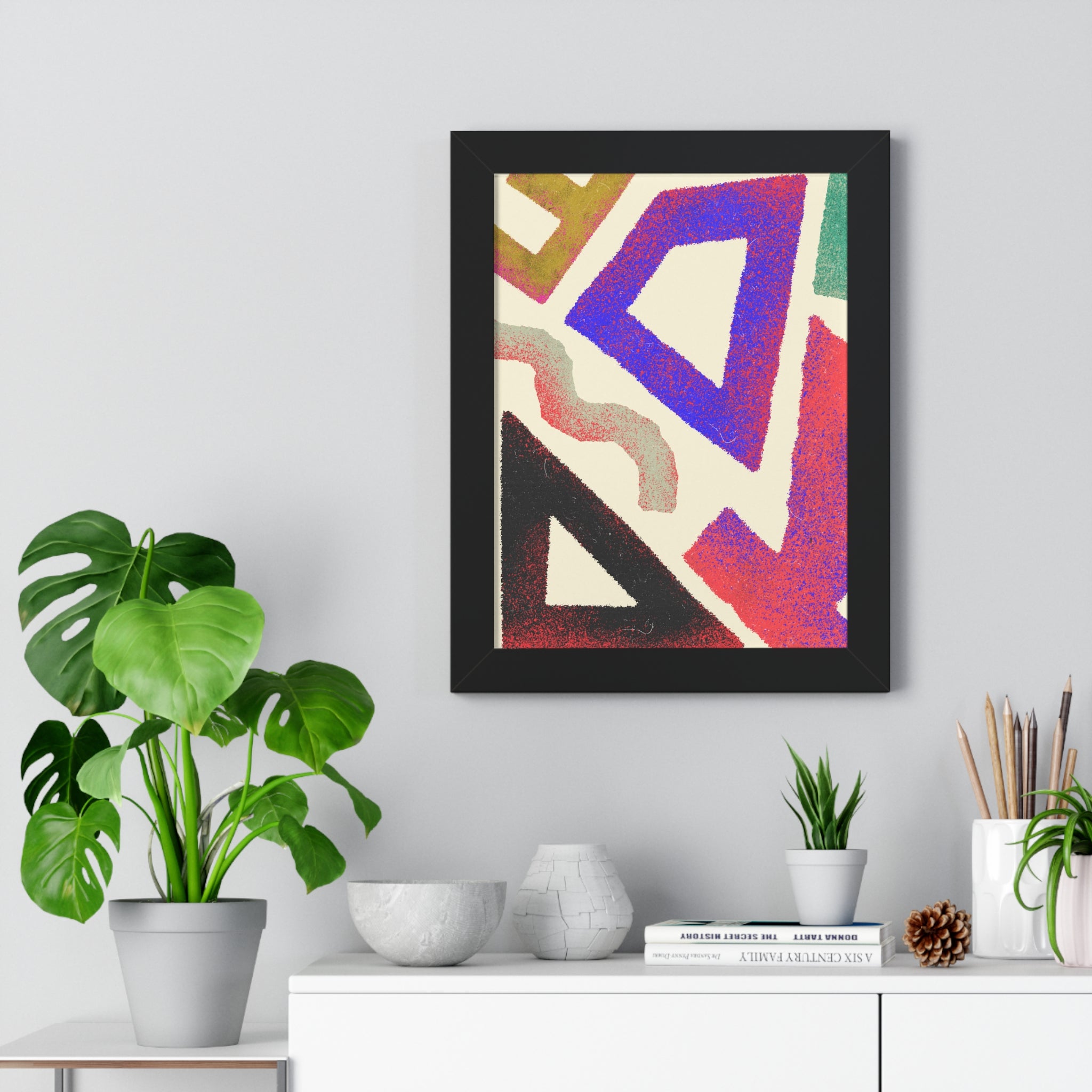 Abstract Colorful Geometric Framed Poster