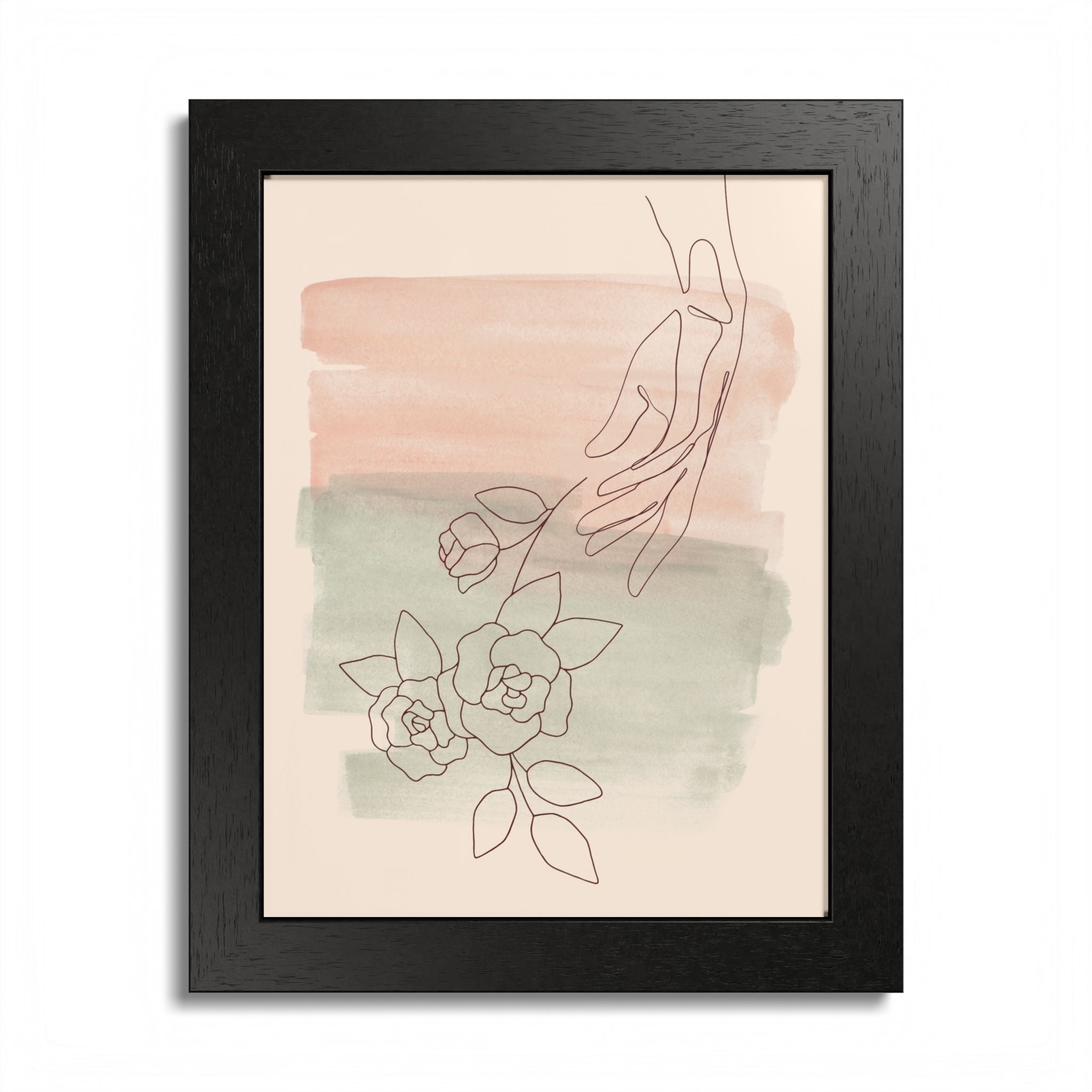 Hand Reaching for Flowers Framed Poster