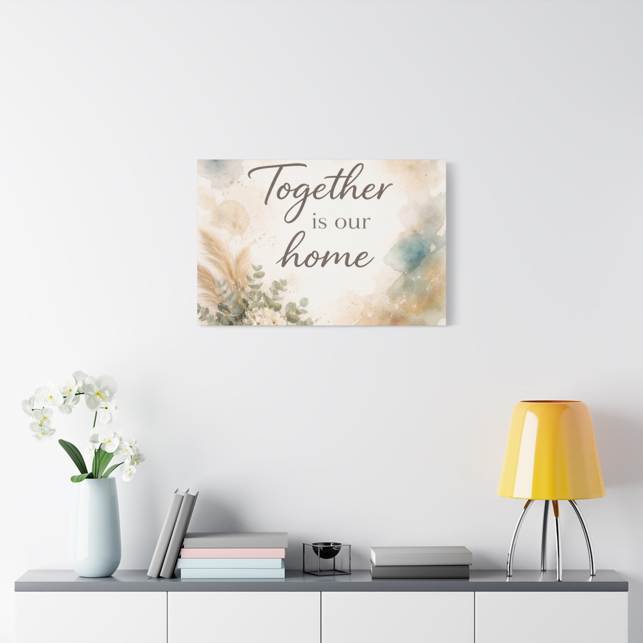 Together Is Our Home Floral Inspirational Decor Canvas Wall Art