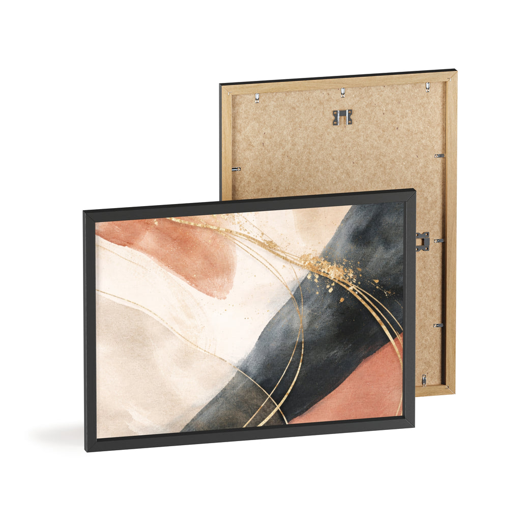 Abstract Gold Arc Framed Poster Modern Watercolor Wall Art