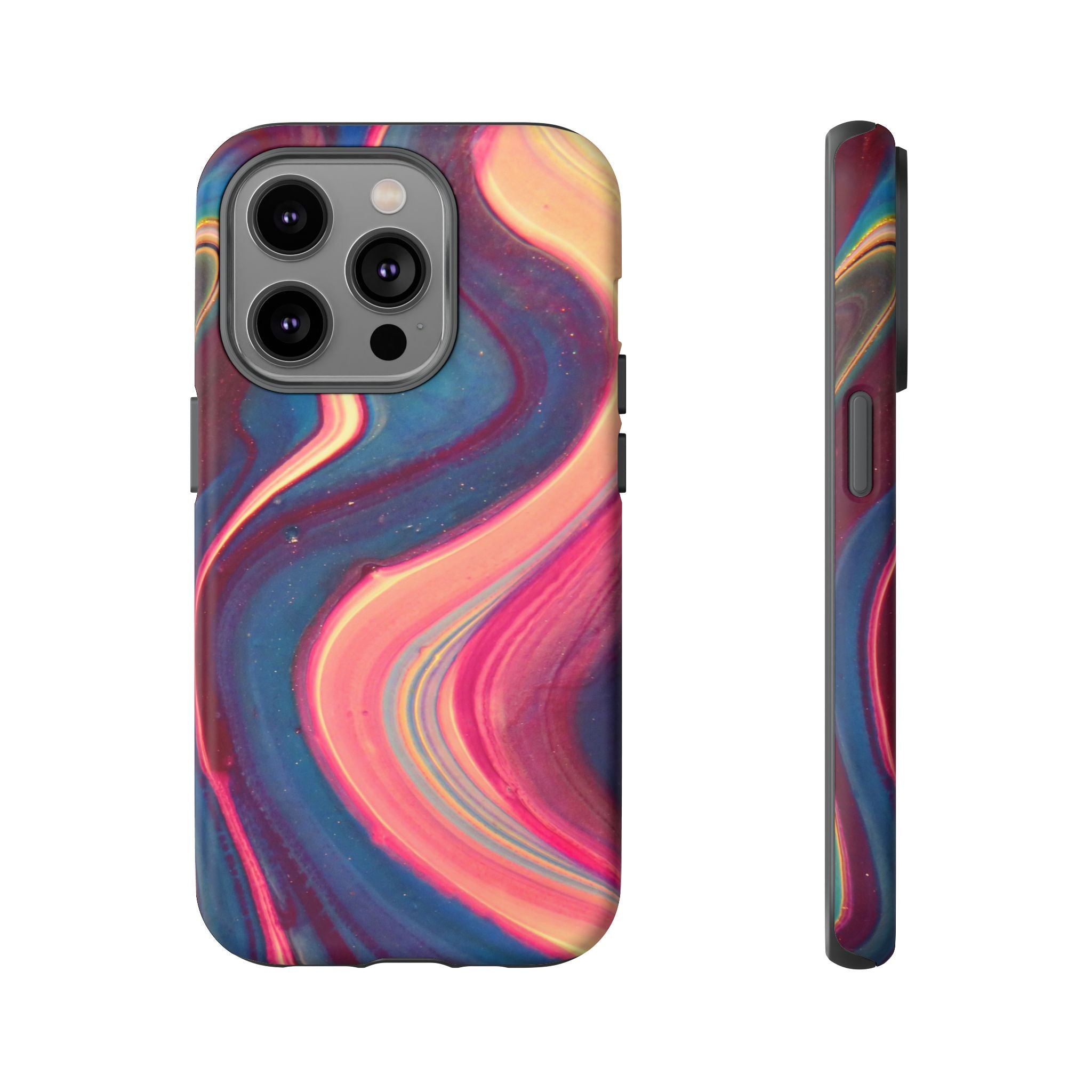 Colorful Wavy Marble Swirl Protective Phone Case