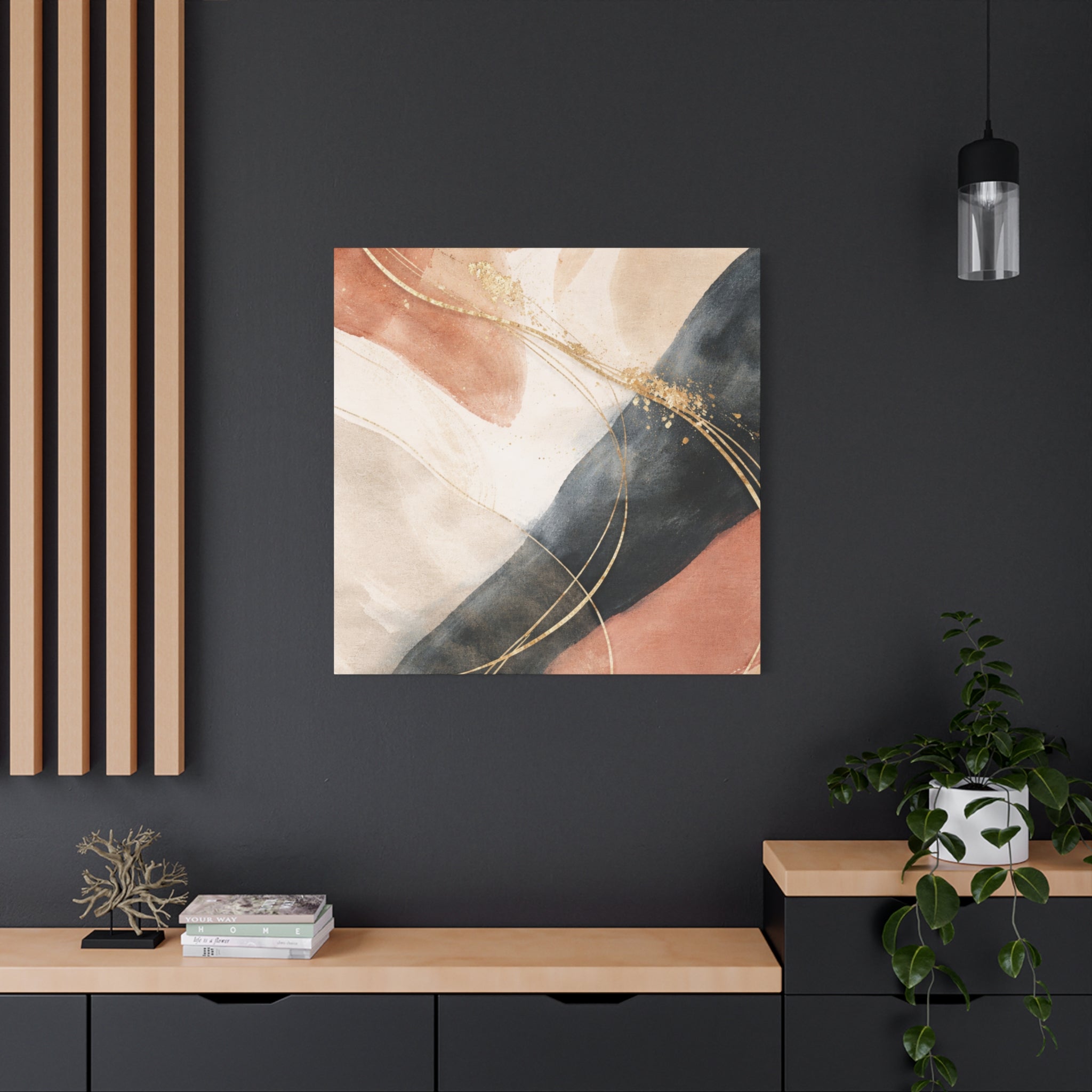 Abstract Blush & Gold Matte Canvas Print