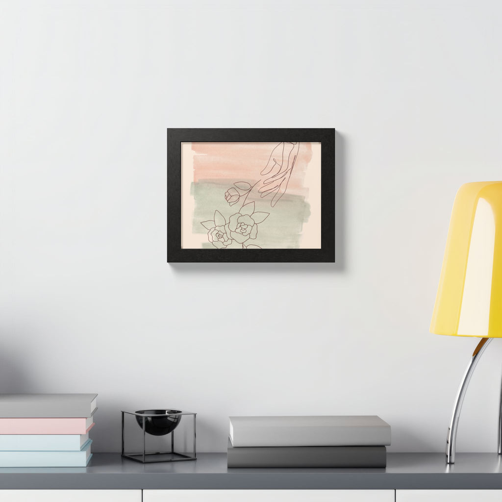 Hand Reaching for Flowers Framed Poster