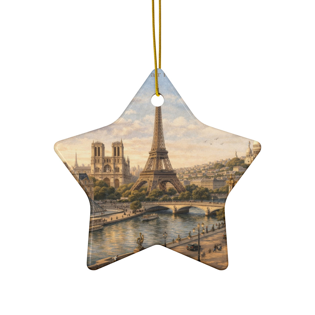 Paris Eiffel Tower Star-Shaped Ceramic Ornament