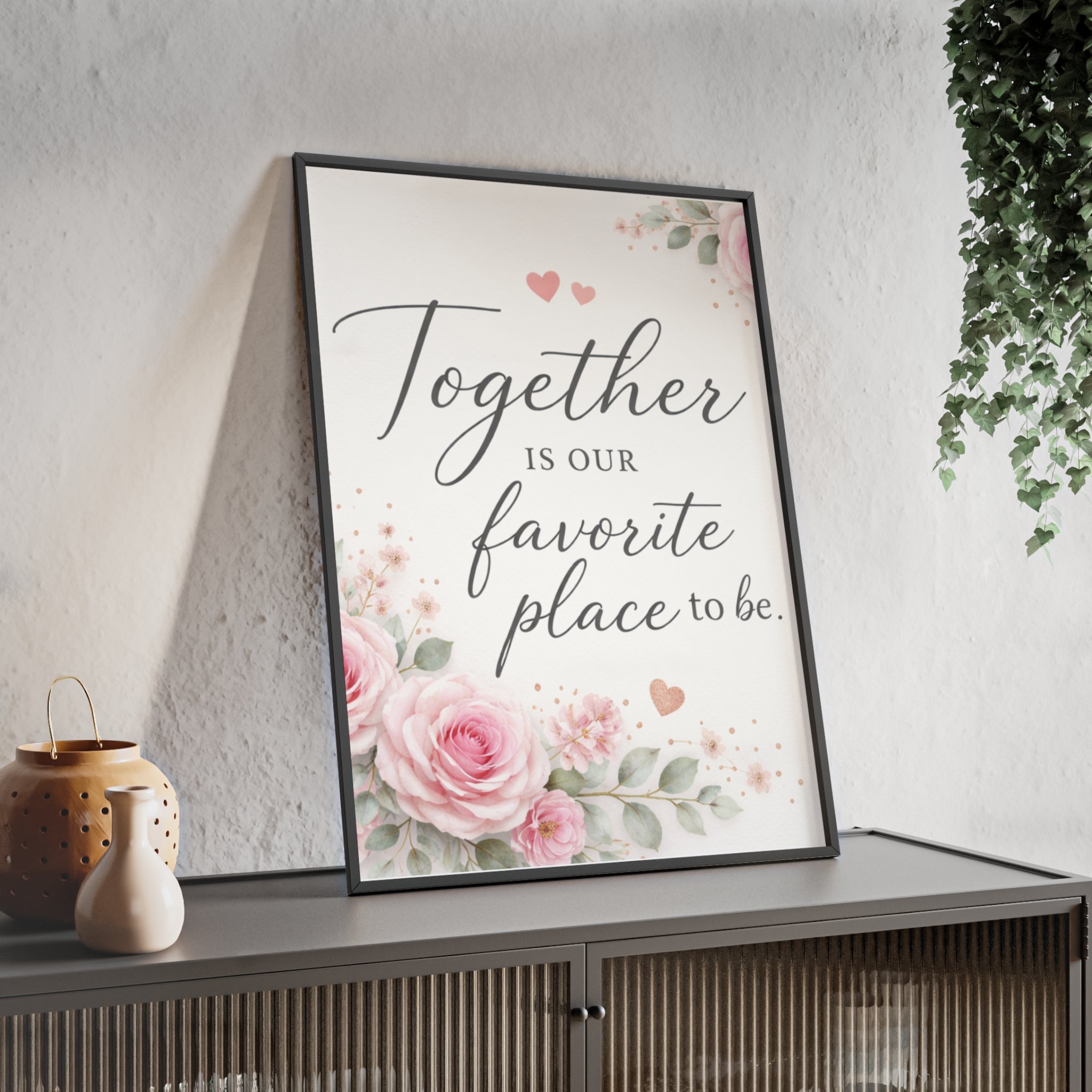 Together Is Our Favorite Place To Be Framed Floral Wall Art