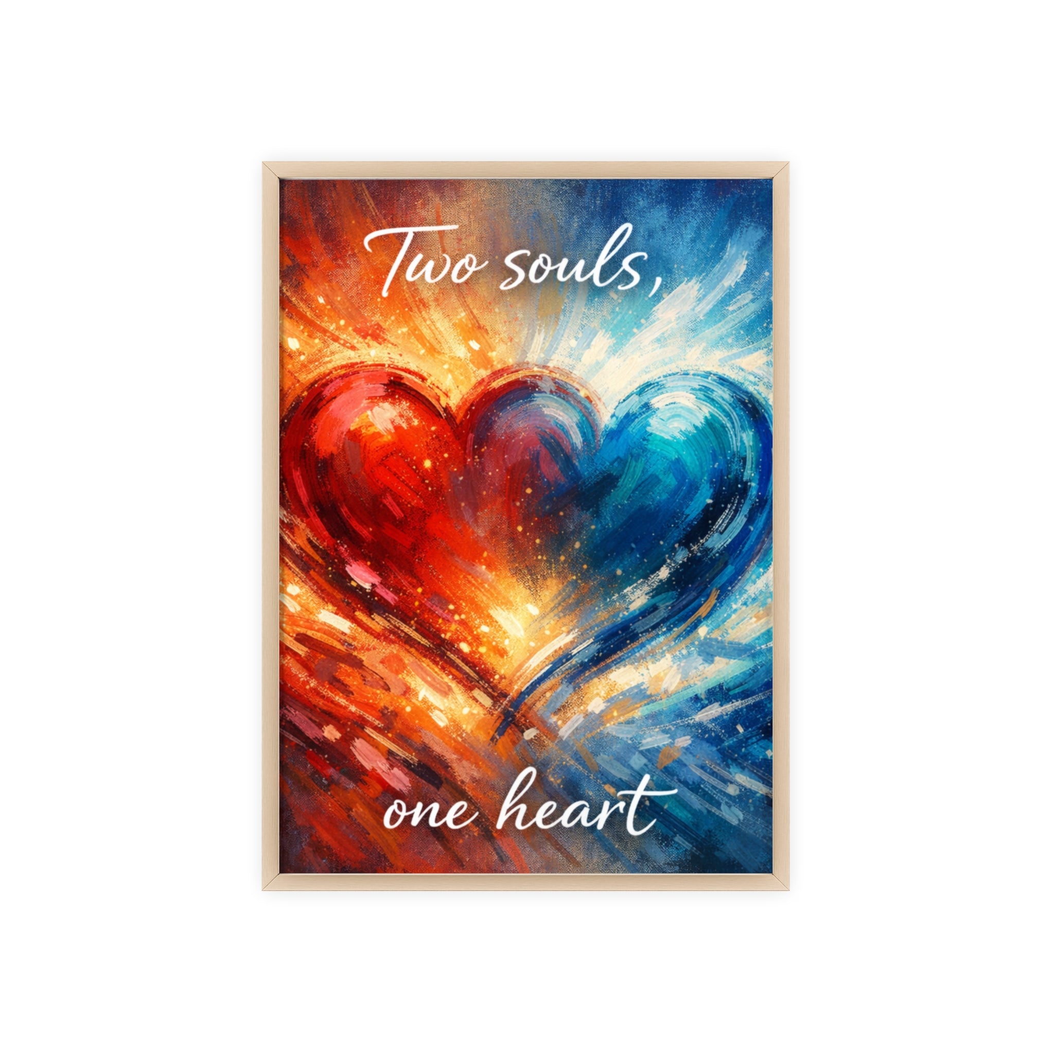 Two Souls One Heart Framed Poster — Romantic Heart Wall Art