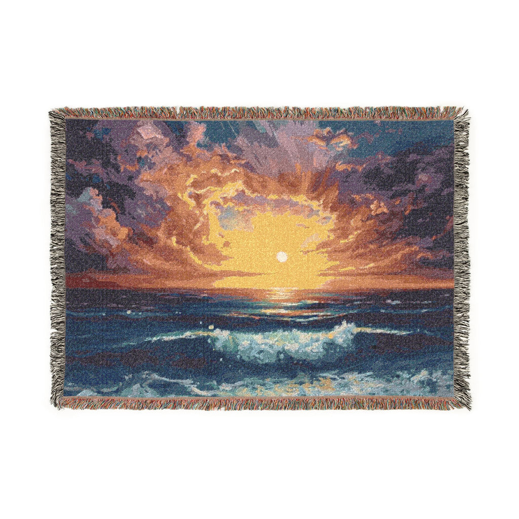 Beach Sunset Woven Blanket