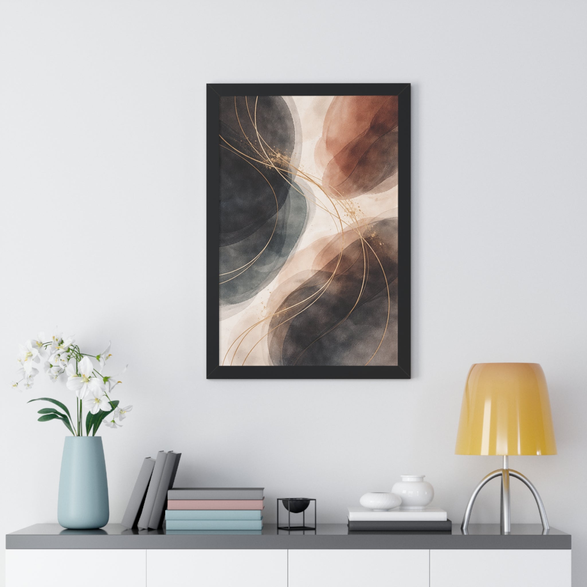 Abstract Earth Tones Framed Poster Modern Organic Wall Art Print