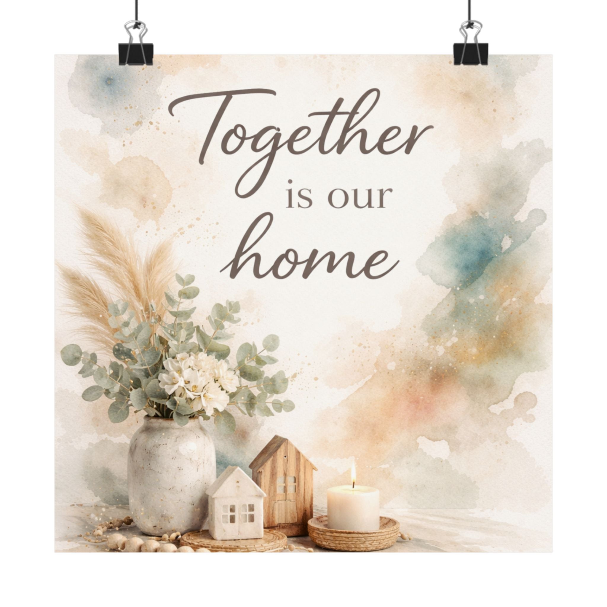 Together Is Our Home Watercolor Matte Poster — Farmhouse Wall Art