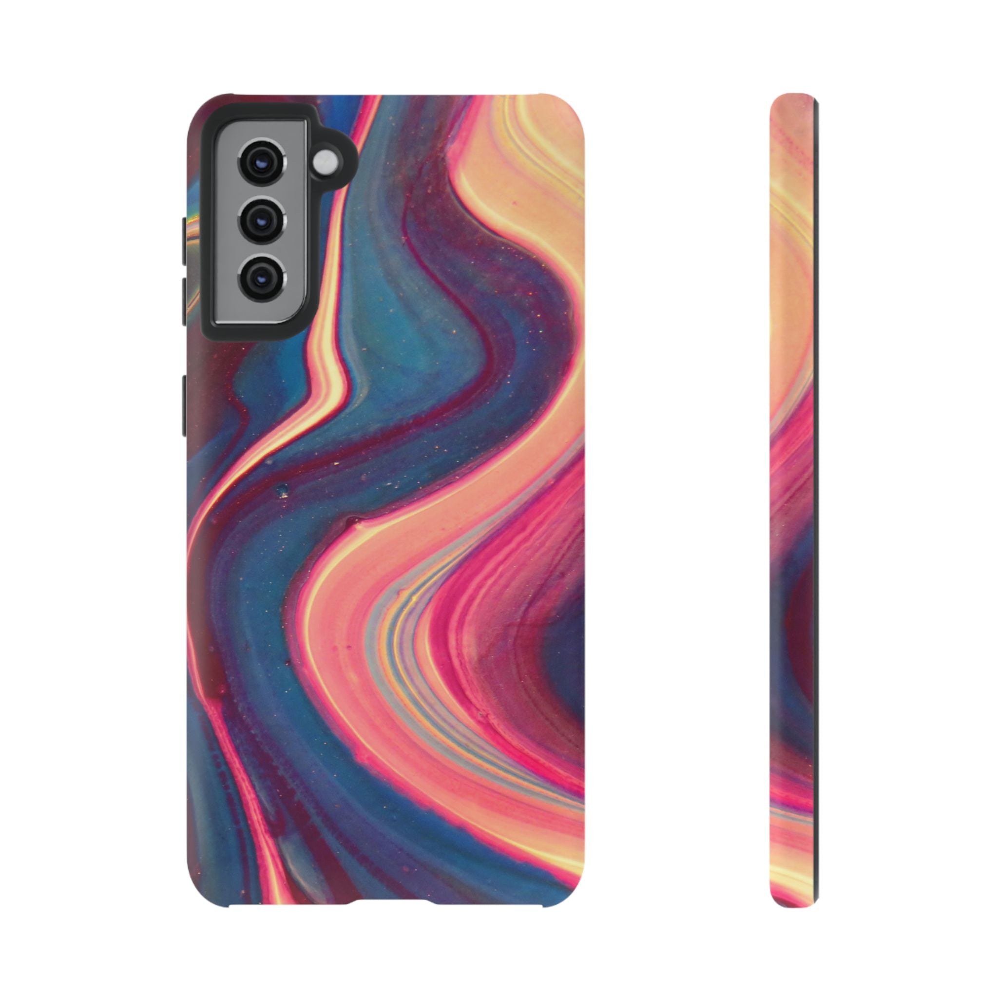 Colorful Wavy Marble Swirl Protective Phone Case