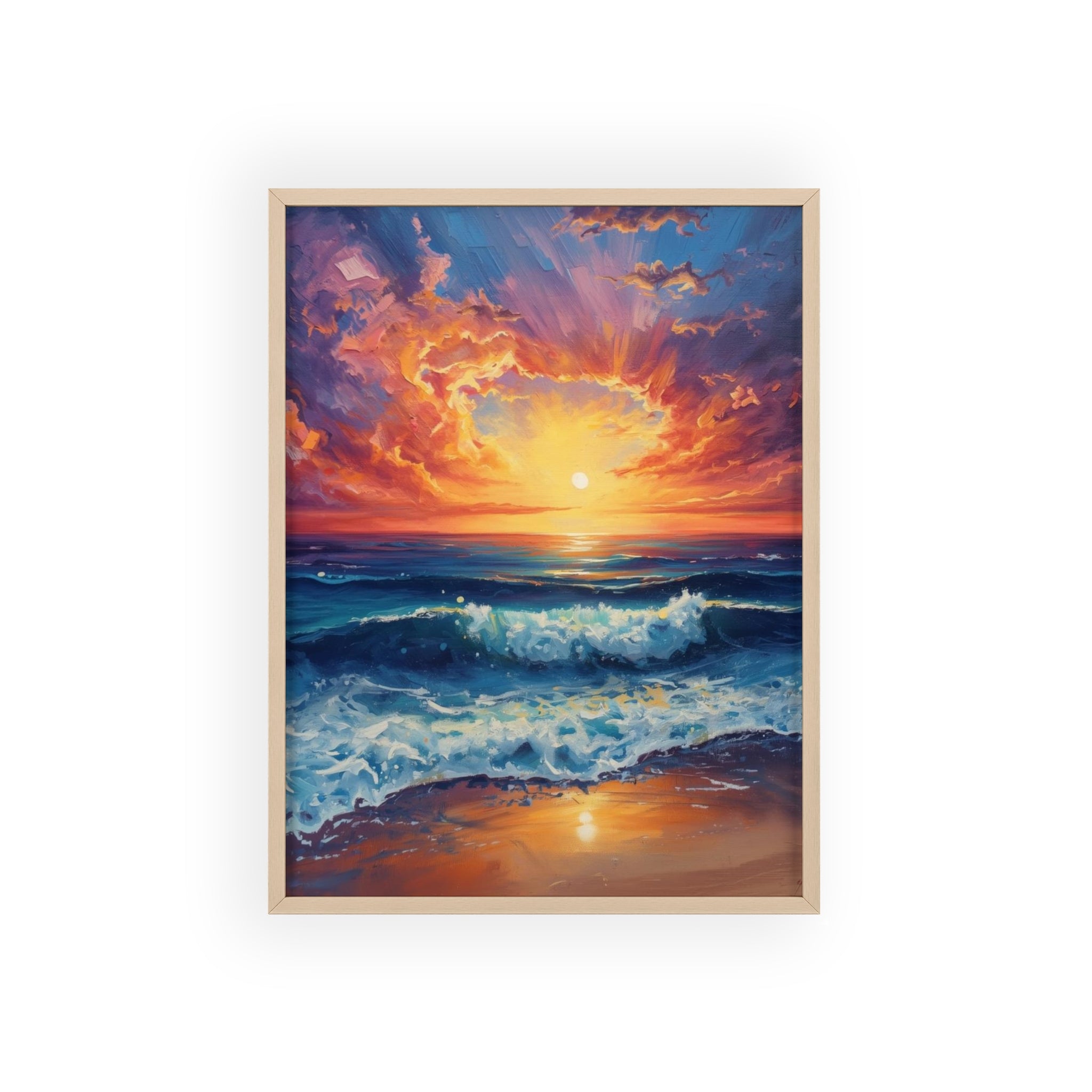 Sunset Ocean Vibrant Seascape Framed Poster