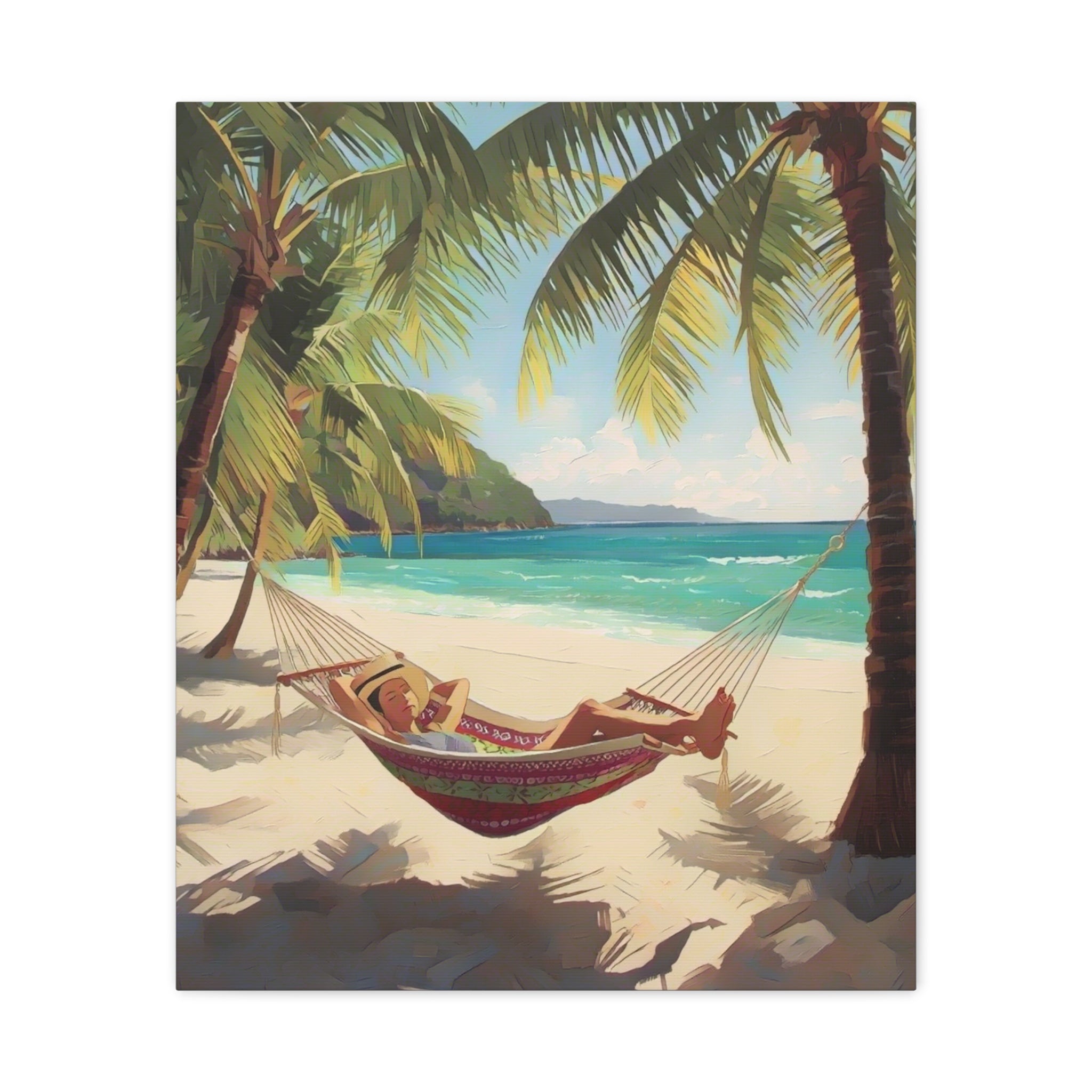 Tropical Beach Hammock Canvas Wall Art