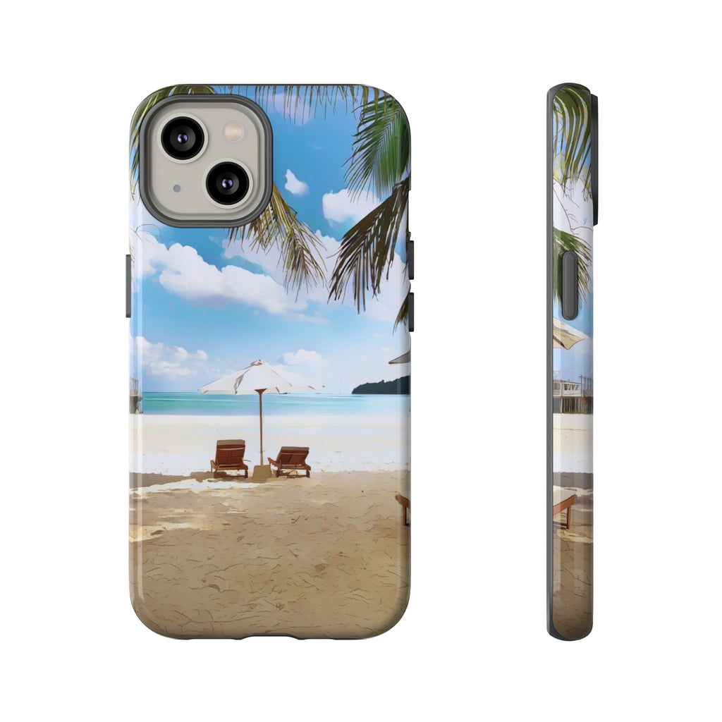 Beach Paradise Tropical Palm Beach Scene Tough Phone Case