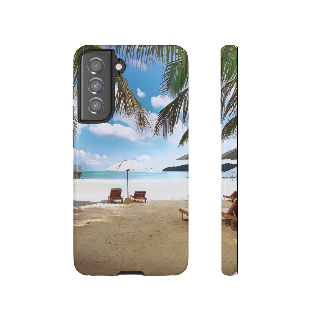Beach Paradise Tropical Palm Beach Scene Tough Phone Case