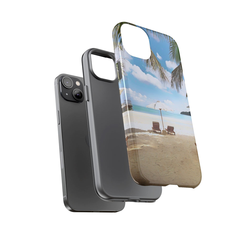 Beach Paradise Tropical Palm Beach Scene Tough Phone Case
