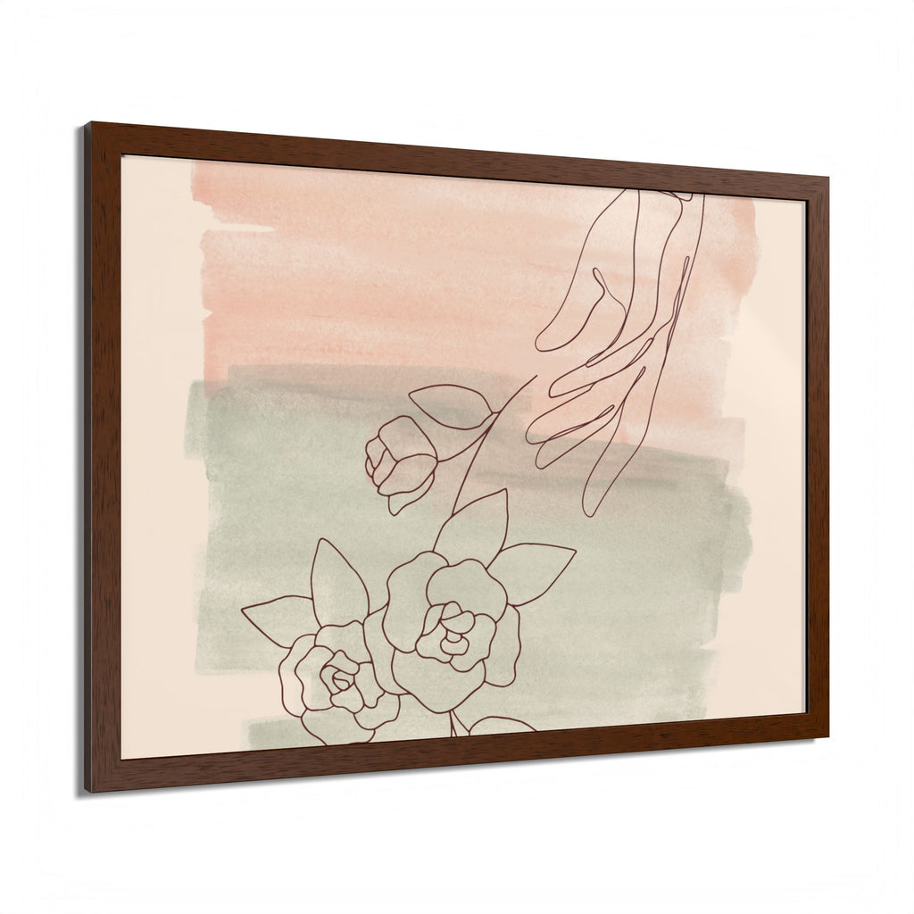 Hand Reaching for Flowers Framed Poster