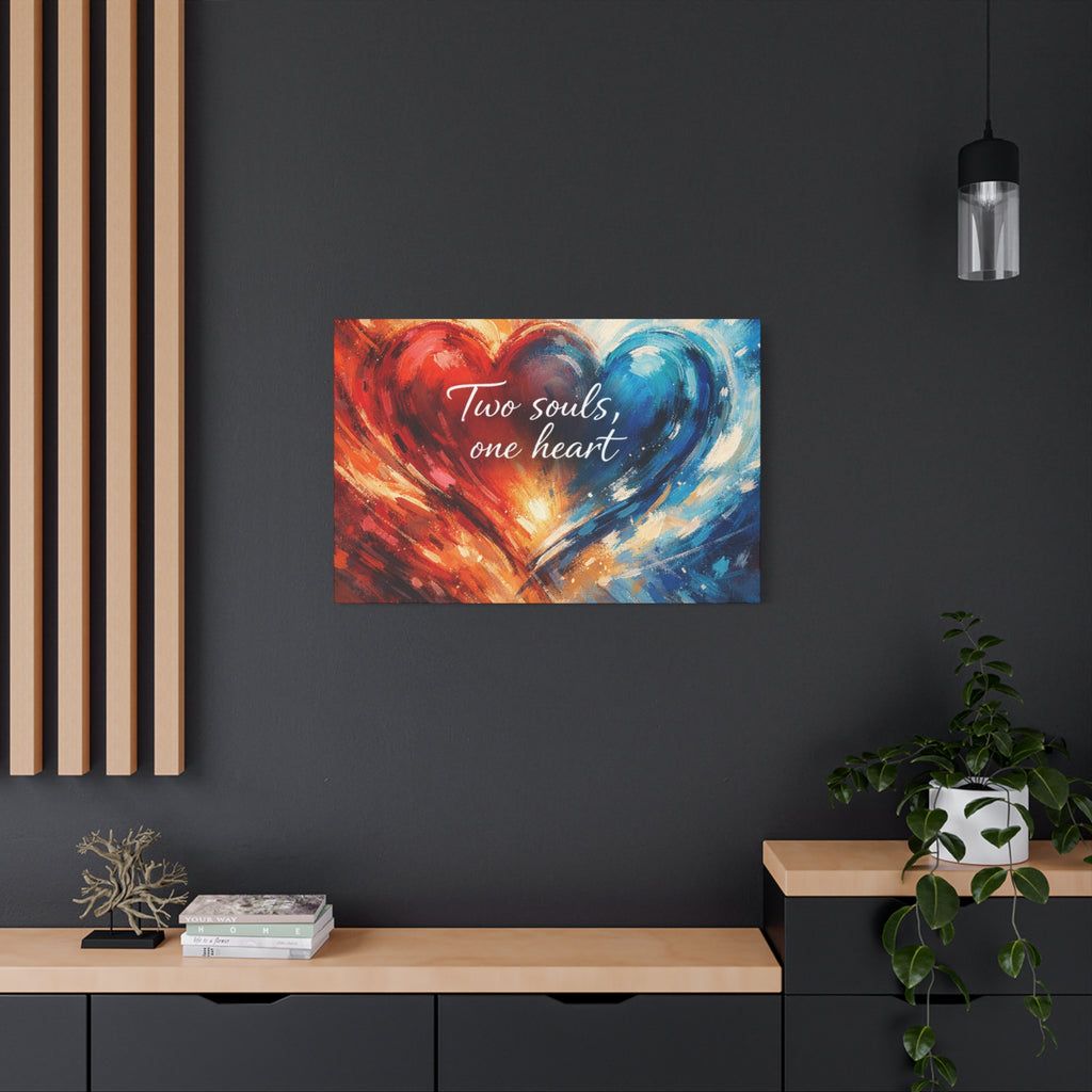 Two Souls One Heart Intertwined Heart Matte Canvas