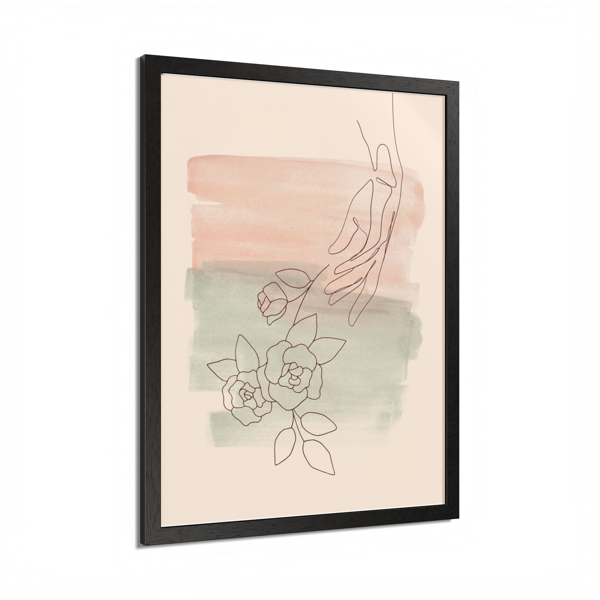 Hand Reaching for Flowers Framed Poster