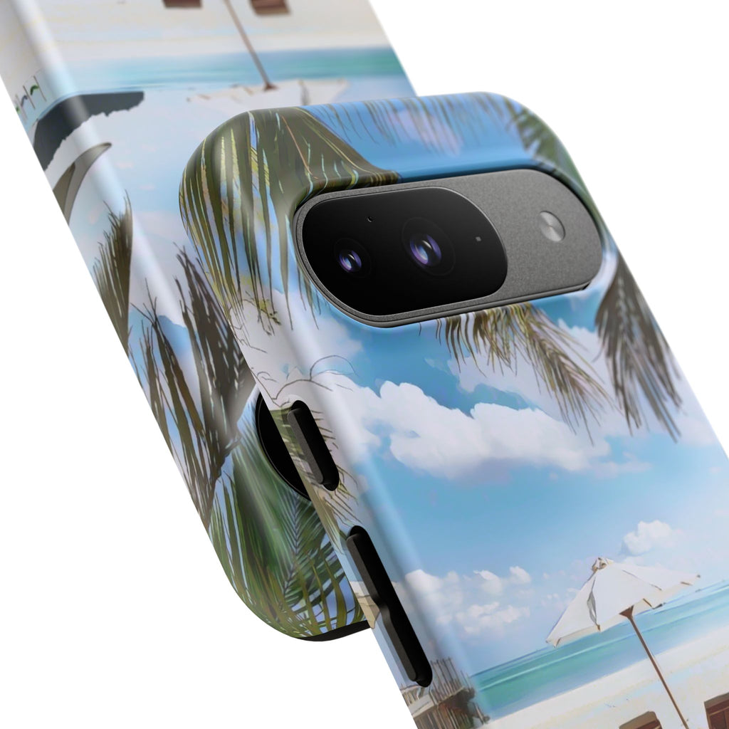 Beach Paradise Tropical Palm Beach Scene Tough Phone Case