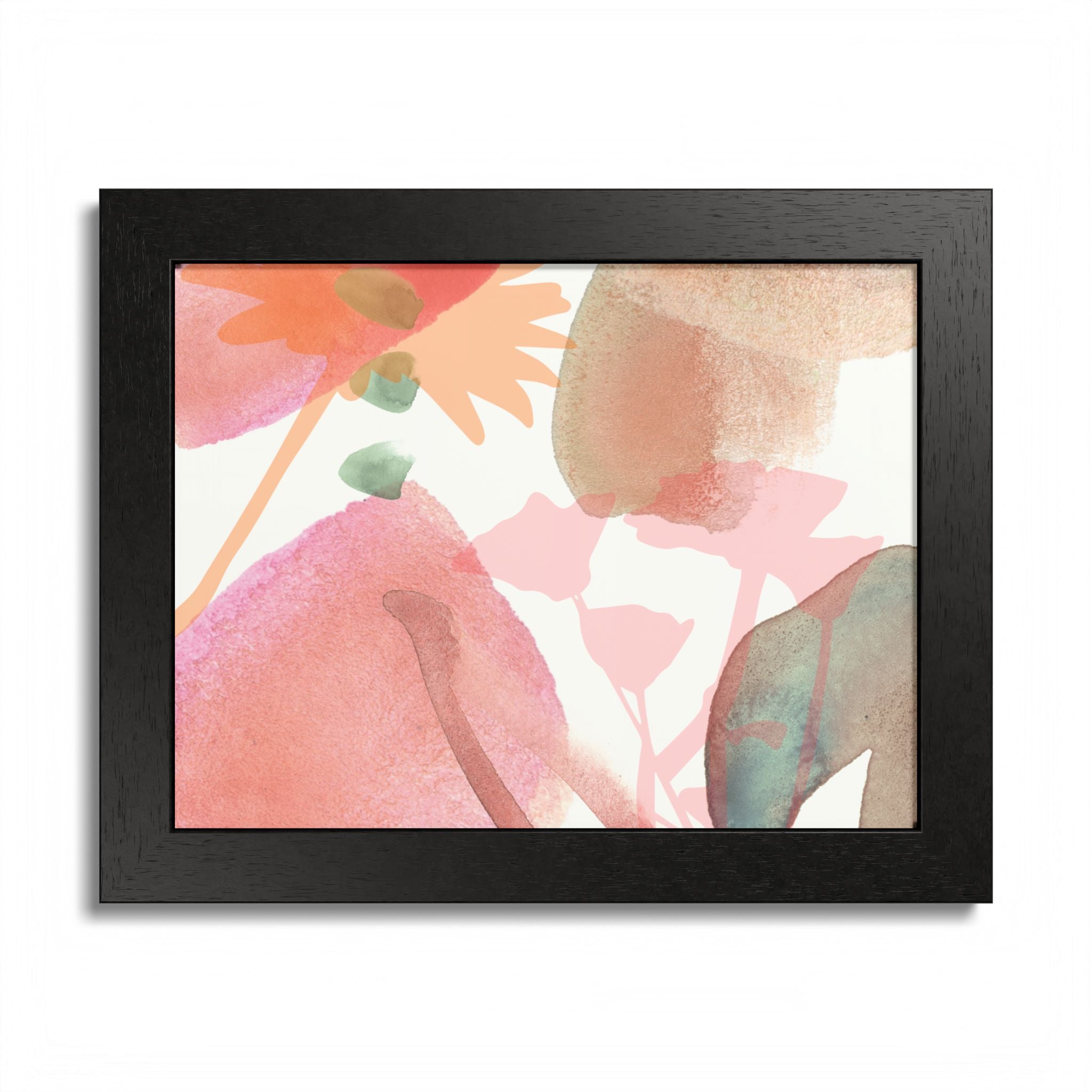 Multi-Color Abstract & Floral Design Framed Poster