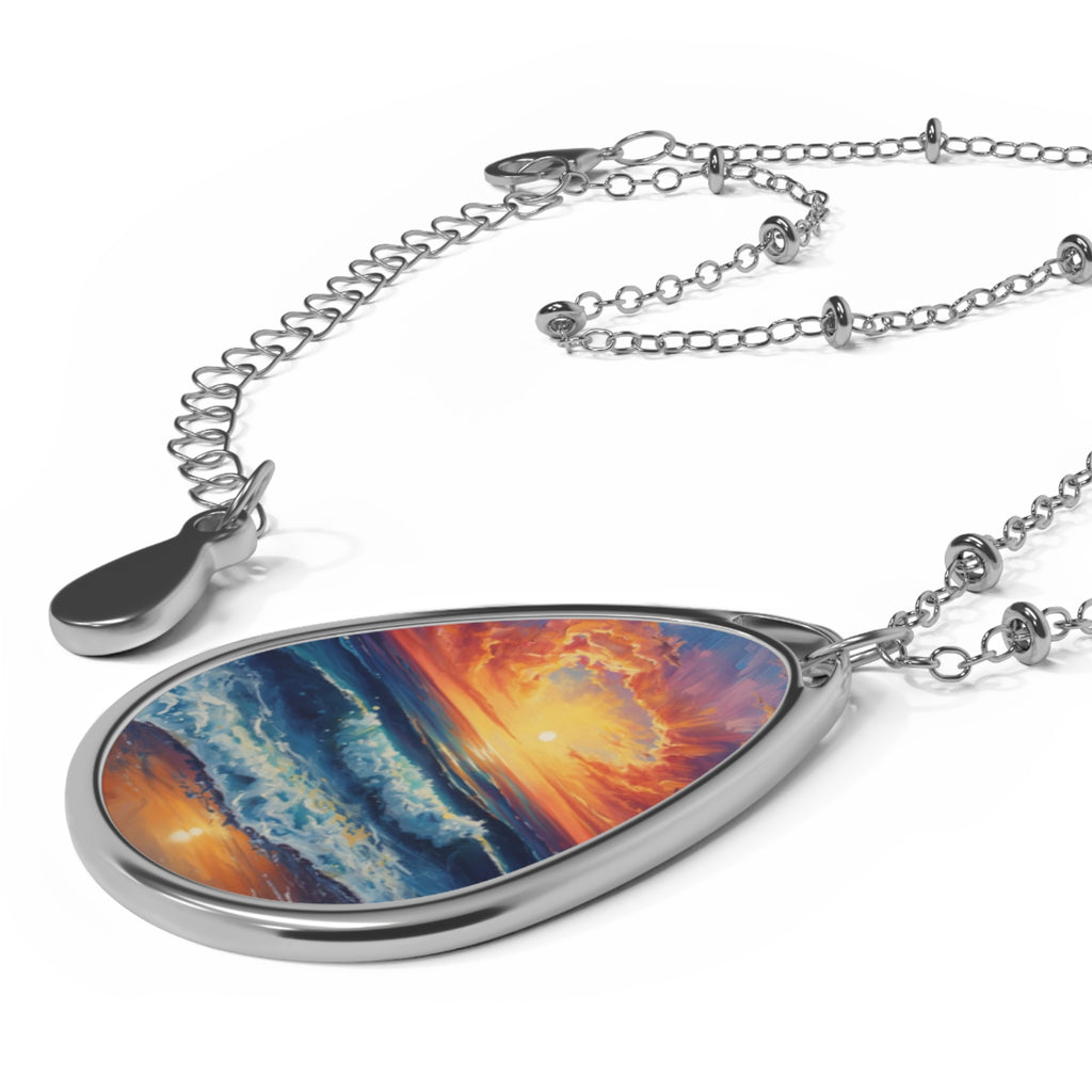 Beach Sunset Oval Necklace
